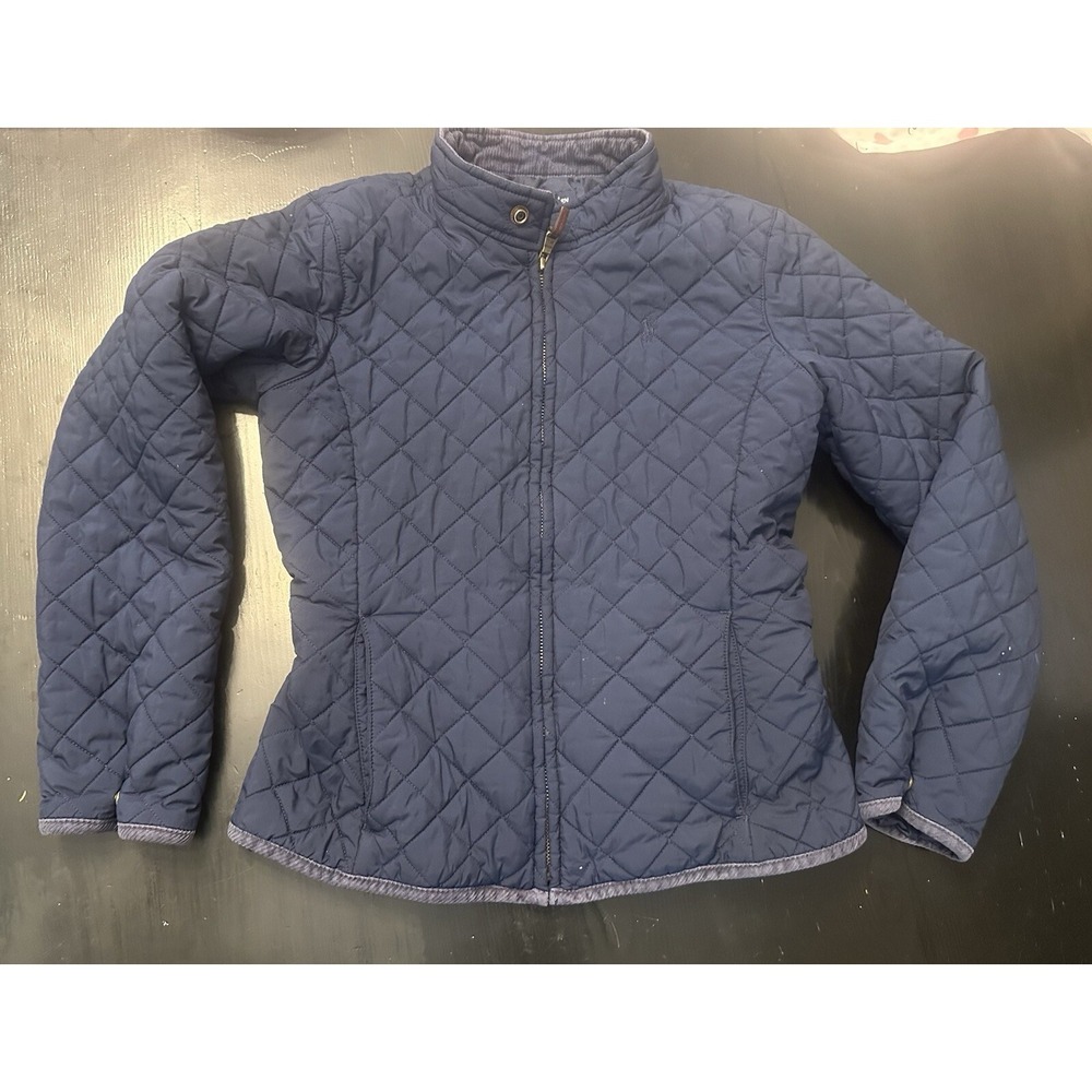 POLO RALPH LAUREN navy blue diamond quilted barn jacket *Girl's Size 14-16